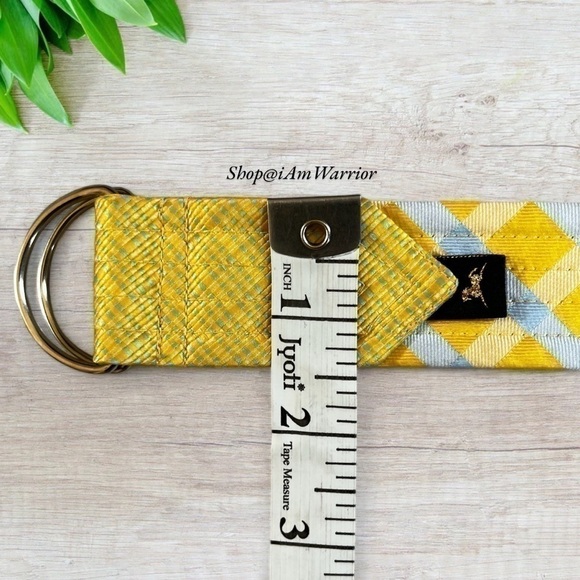 Reversible yellow & gray lattice d-ring adjustable belt *shop@iamwarrior main image 6